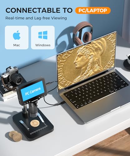 PalliPartners bright black digital microscope for coins with light and HD screen