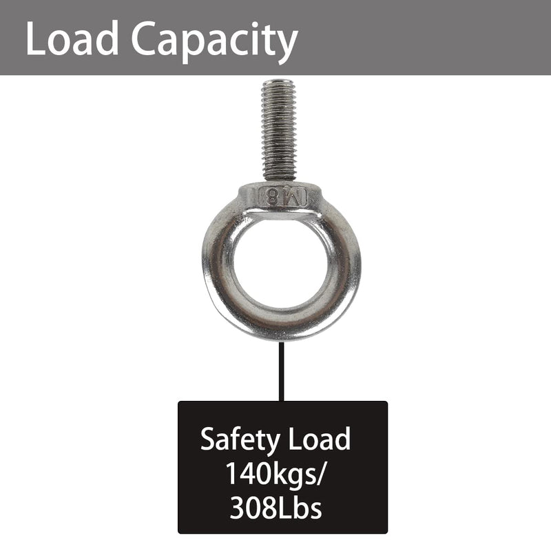 [Australia - AusPower] - 4 Pack M8 Stainless Steel Ring Eye Bolt with Nuts and Washer, 5/16" x 1 inch Lifting Ring Eye Bolt for Swing Board Tire Tyre, Screw Bolt Anchoring kit for tie Down Straps Swing Chair M8(5/16") 