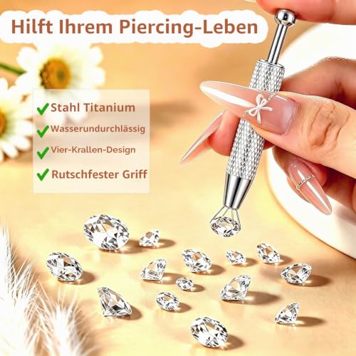 Titanium Piercing Ball Twist Change Set 7 Pieces Piercing Interchangeable Aid Piercing Aid for Change 14G 16G 18G 20G Piercing Tool for Changing Set Ball Gripper Piercing Insertion Aid Kit Silver ball twister