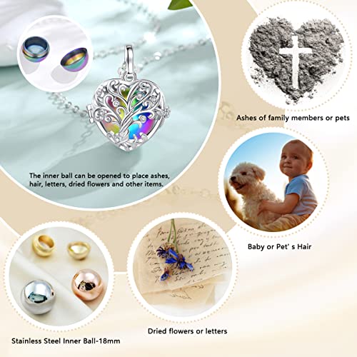 EUDORA Urn Necklace for Ashes Cremation Jewellery for Ashes Necklace Heart Tree of Life Pendant for Ashes Keepsake Necklace Funeral Memorial Gift for Human Pets, 61cm