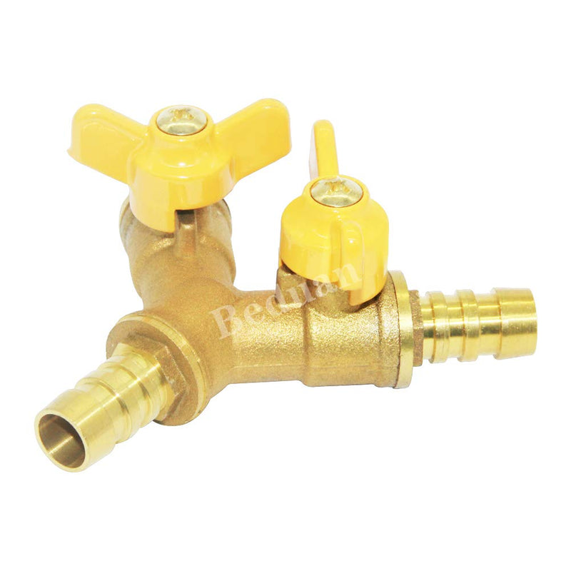 Beduan 3 Way Shut Off Ball Valve, 3/8" Hose Barb 2 Switch Brass Y Shaped Valve 3/8 Inch Fixed