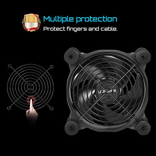 upHere Case Fan 120 mm PC Fan USB Multi-Speed Control with Metal Grill Protection for PC/TV Box/Receiver/AV Cabin/PS4/Router, U1204 U1204 with 3 speed controls