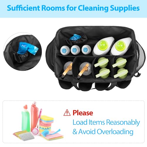 HODRANT Extra-Large Cleaning Caddy with Handles & Multi Pockets Black