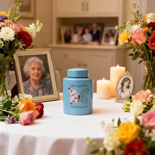 Small Cremation Urns for Human & Baby Ashes, Butterfly Blue Butterfly Small 60 lbs