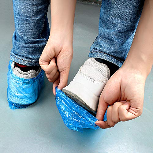Ledoo overshoes 200 pieces, disposable shoe covers protection overshoes, anti-slip sole, anti-slip shoe covers