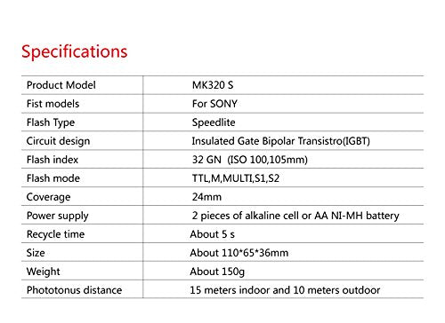 MEIKE MK-320S Mini TTL Speedlite Automatic Flash for Sony MI Hot Shoe DSLR and Mirrorless Cameras A7 A7II NEX6 A6000 A6300 A6500