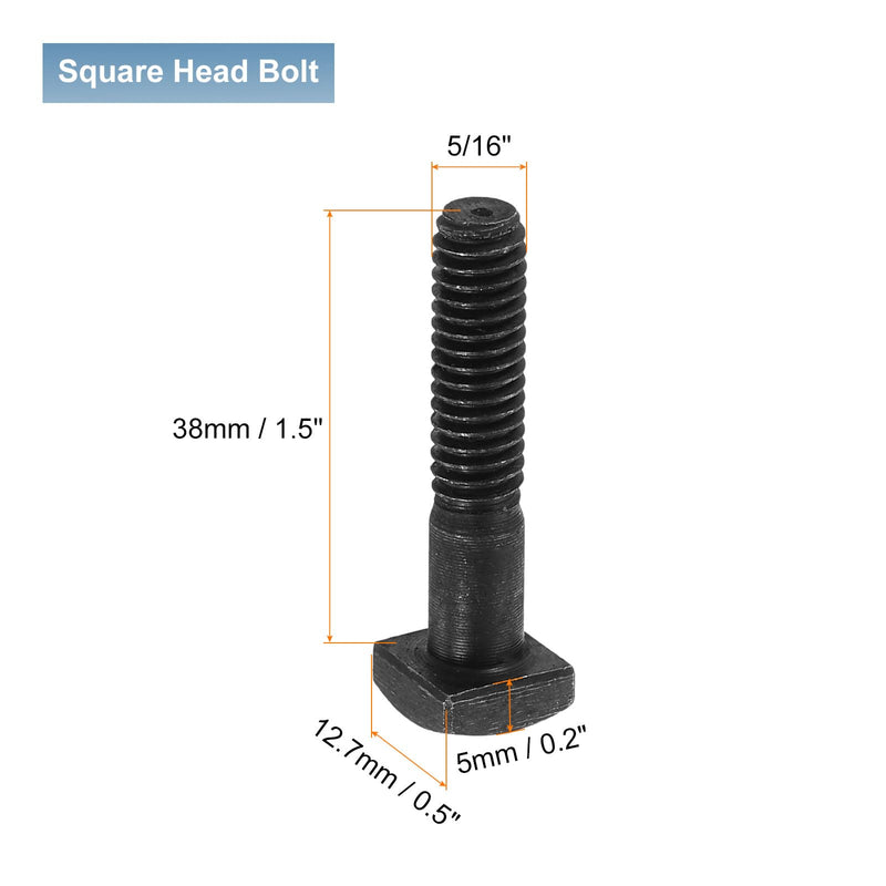 [Australia - AusPower] - uxcell 10Pcs Square Head Bolts, 5/16-18x1-1/2 Black Oxide Carbon Steel Square Machine Screws, T-Bolt for Machinery Railroad Electrical Connections 5/16-18 x 1-1/2" 10 