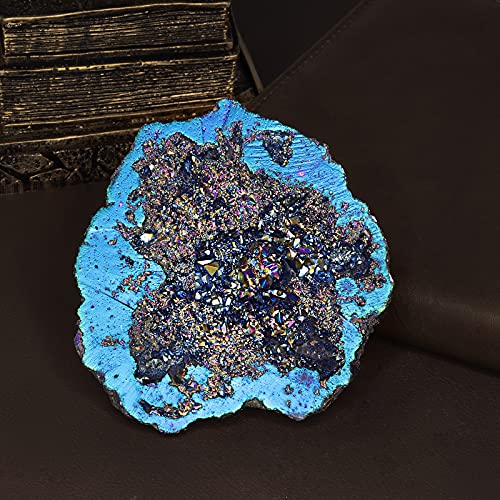 mookaitedecor Angel Aura Quartz Geode Stone Crystal Cluster Specimen #1-Medium #2-colorful