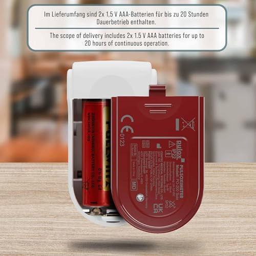 Pulox PO-200 Solo Pulse Oximeter Red for Measuring SpO2, Pulse and PI | With precision indicator for reliable control of oxygen saturation, heart rate and perfusion index
