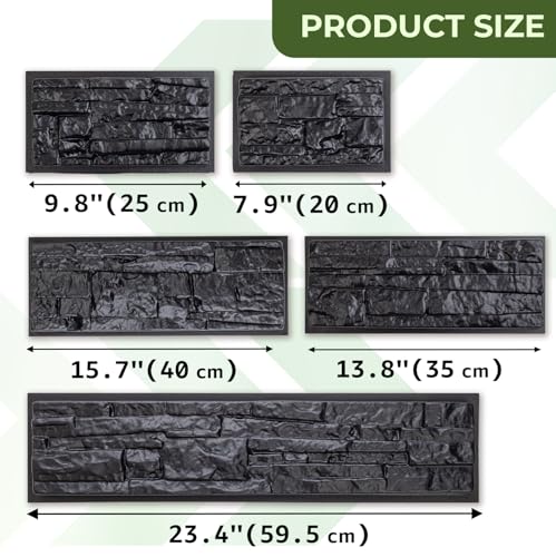 BETONEX 5-piece ABS plastic molds for concrete, plaster, cement wall stone tiles and brick stone veneer forms