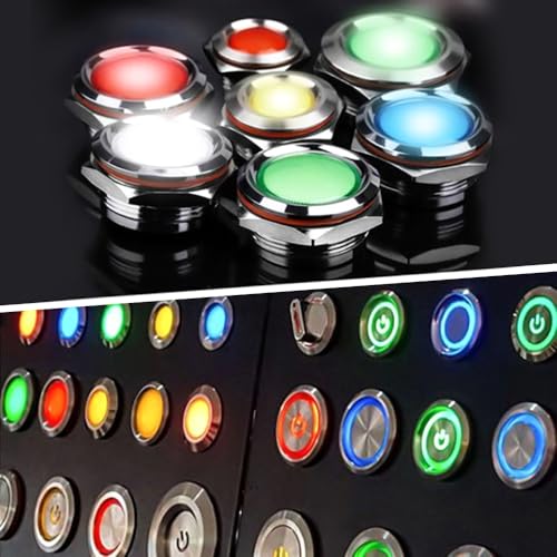 Metal Indicator Lights 10mm Green 9-24V Waterproof Signal Lamp LED Indicator Light for Choice | 9-24V Waterproof LED Control Lights Signal Lamp Energy Saving Indicator Multiple Colors and Sizes 6-25mm Available 10MM AC/DC 9-24