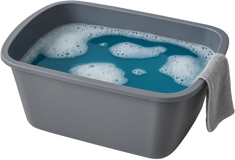 Vakly Wash Basins – Rectangular Plastic 7-Quart Graduated Hospital Soaking Tub with Markings – Small Portable Washbasin for Face Washing, Cleaning, Foot Bath, Dishes, Laundry & Bedside Care 1
