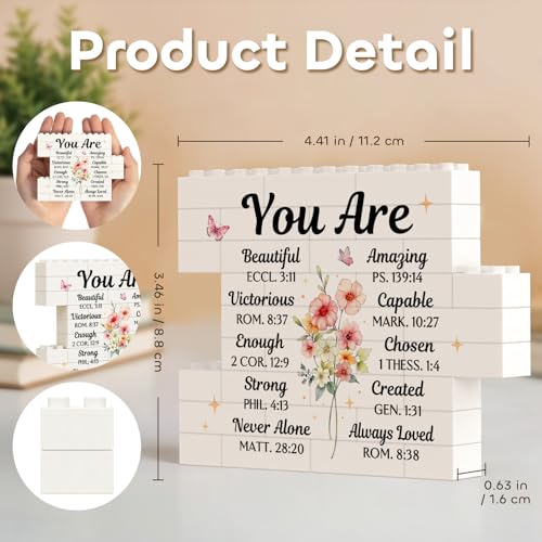 Christian Birthday Gifts for Women- Christian Flower Building Blocks Puzzle Plaque, Inspirational Religious Gifts for Women, Her, Sister, Best Friend, Daughter, Faith Gift Ideas