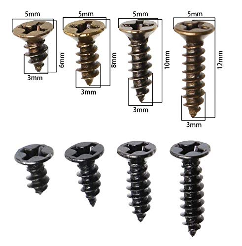 [Australia - AusPower] - 200PCS Small Cross Flat Head Tapping Wood Screws with Oxide and Wax 4 Size Screws Assortment Kit (Black&Bronze,200pcs) 