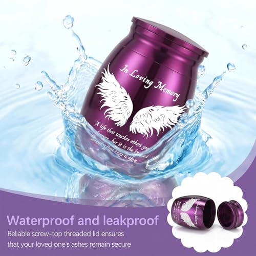 Ecation 18 Pcs Small Cremation Urns and Ashes Necklace Set, Purple