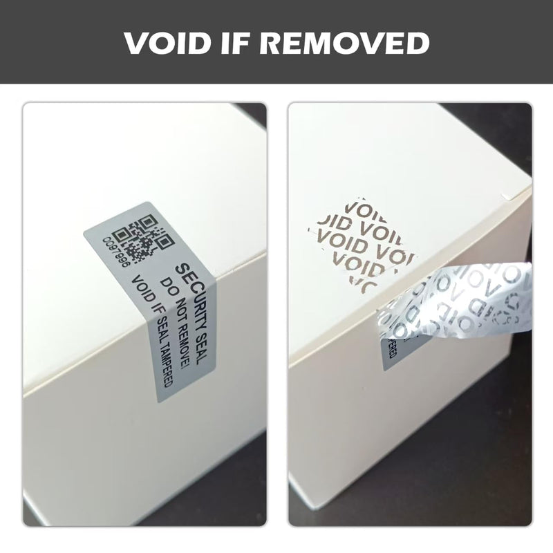 200pcs Security Warranty Void qrcode Stickers with Serial Number Tamper Proof Evident Sealing Label for Package(2x0.6 inches,Matte Silver) Silver3