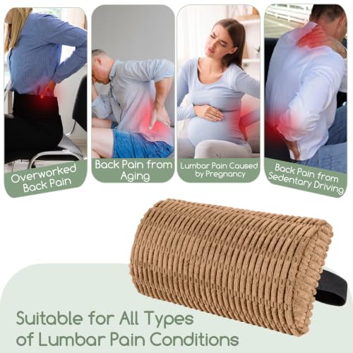 Lumbar Support Pillow for Recliner Chair/Office Chair/Couch, Memory Foam Back Support Cushion with Adjustable Strap, Recliner Cushions for Lower Back Pain Relief, Sleeping, Washable Cover, Brown Large