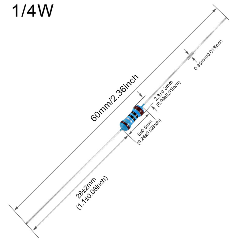 [Australia - AusPower] - 100pcs 10K ohm Resistor 1/4w (0.25 Watt) ±1% Tolerance Metal Film Fixed Resistor, Multiple Values of Resistance Optional [E6P011] 10K ohm 