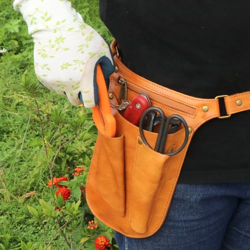 TOURBN leather gardening tool belt, 4-in-1 utility bag for florists and gardeners