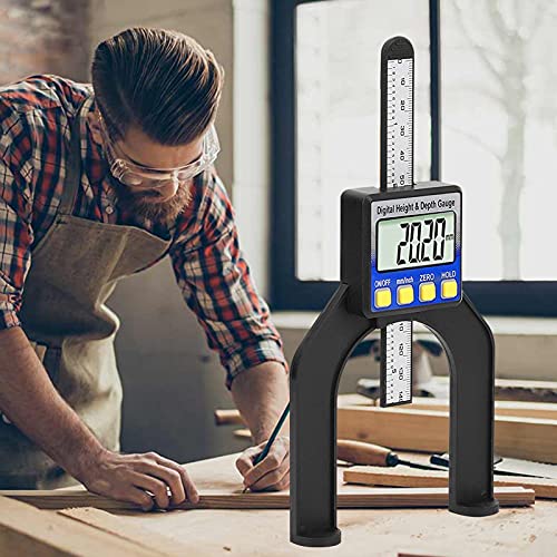 RUIZHI Digital Depth Gauge Altimeter 0-85 mm Profile Depth Gauge LCD Display Digital Caliper for Woodworking, Mechanical Engineering with Magnets