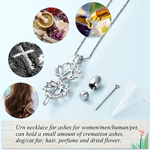 Imrsanl Cremation Jewelry for Ashes - Lotus Flower Ashes Pendant Necklace with Mini Keepsake Urn Memorial Ash Jewelry Silver