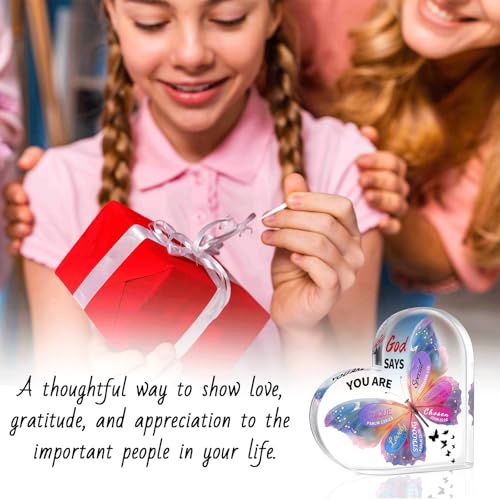 Christian Gifts for Women Birthday Acrylic Plaque Butterfly Inspirational Gifts for Women Friends Mom Sister Coworker Catholic Female Religious Spiritual Gift Home Christian Decor Sign