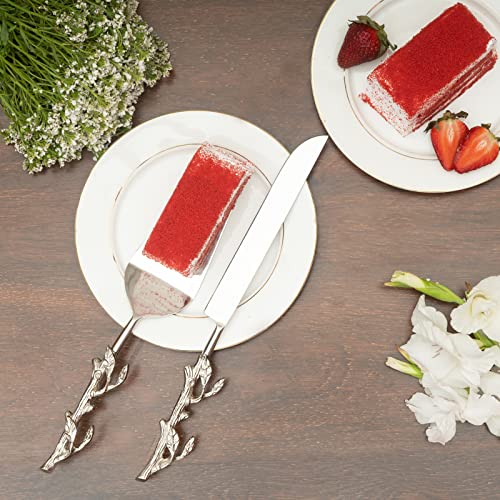 Twig Salad Servers Brass & Stainless Steel, Fork & Spoon Set Leaf Design, Two Tone Ideal for Weddings, Dinner, Elegant Flatware, Housewarming, Stainless Steel Mirror Polished