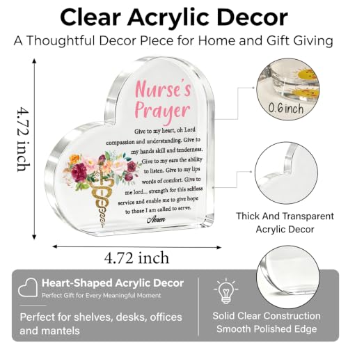 Nurse's Prayer Acrylic Plaque Sign Inspirational Gift for Nurse Women Practitioner RN LPN Coworker Friends - Nurse Graduation Gift for Her - Thank You Gift for Nurses Week