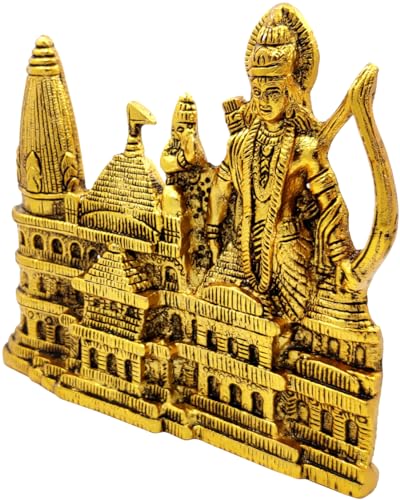 Purpledip Metal Idol Ayodhya Ram Mandir: Spiritual Statue Showpiece For Home Temple (12199)