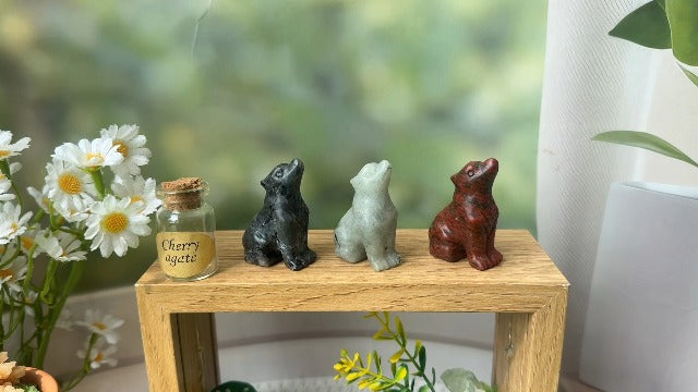 Black Obsidian Wolf Statue Crystal Healing Home Office Decor Gift Black Obsidian Wolf