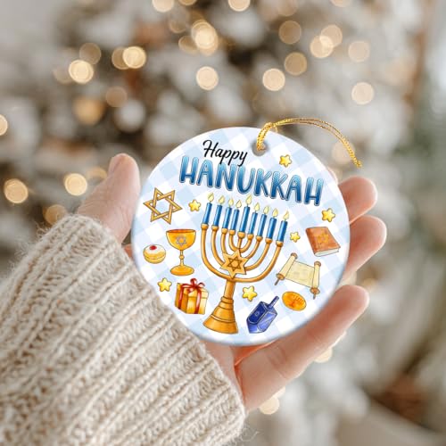 Hanukkah Gifts 2025, Meaningful Spiritual Jewish Gifts for Women, Men, Double Sided Christmas Ornament for Hanukkah Decorations Tree, Gift for Jewish Men Friends, Neighbors, Mom, Dad