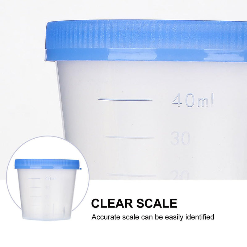 [Australia - AusPower] - EXCEART 50pcs Sterile Specimen Cups Specimen Collection Cups Urine Cups Pregnancy Test Cups Sample Containers with Lid for Laboratory 40ml Random Color 