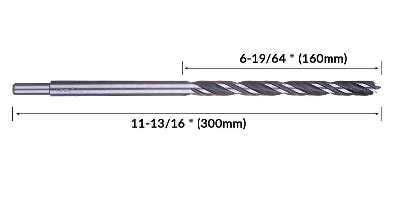 NordWolf 7-Piece 12" Extra Long Brad Point Wood Drill Bit Set, Double Lands & Double Flutes Design for Cutting Wood, PVC, Resin, MDF and Drywall, SAE Sizes 1/8" to 1/2" 1/8" to 1/2" (7 Pcs)