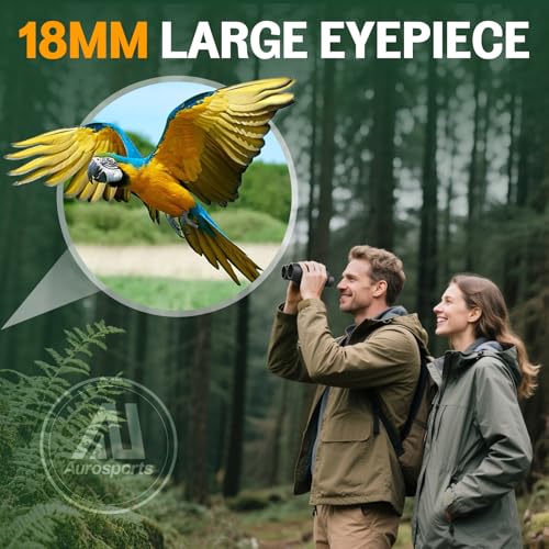 Aurosports 16x32 Binoculars for Adults and Kids - 16x High Power Binoculars for Detail Observation - Low Light Vision Easy Focus Compact Binocular for Bird Watching Hunting Travel Gifts for Men 16x32-Compact