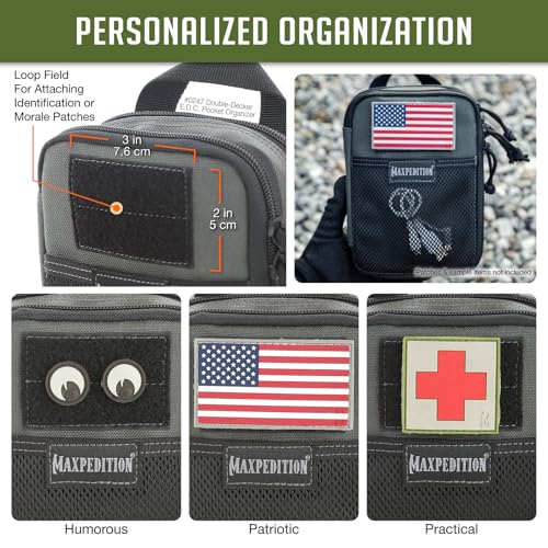 Maxpedition Double-Decker tactical tool pouch in wolf gray, 5 x 7-inch EDC pocket organizer with multiple compartments