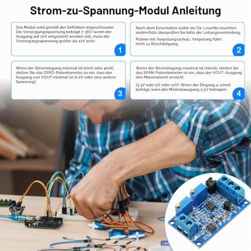 Current to Voltage Converter Module 0/4-20mA to 0-3.3V 5V 10V Voltage Transmitter, Current Transformer Module Signal Conversion Board