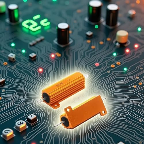 1 Pair Golden 50W Watt 7 Ohm 50W 7R Aluminum Housing Wirewound Resistor Passive Components,Fixed Resistors,Single Resistors