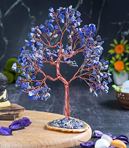 Crocon® Lapis Lazuli Crystal Tree of Life Gifts for Women, Gemstone 10 inch Bc Lapis Lazuli (Copper Wire)