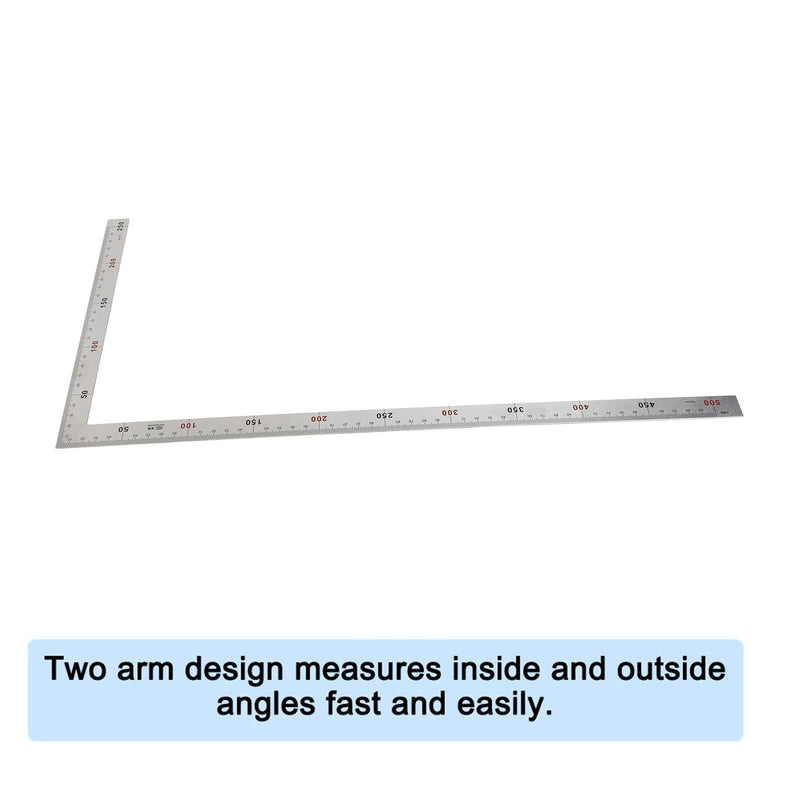[Australia - AusPower] - 90 Degree Right Angle Finder L Ruler 24 inch Ruler Stainless Steel Easy Read Measurement Layout Template Tool(500mm*250mm) 