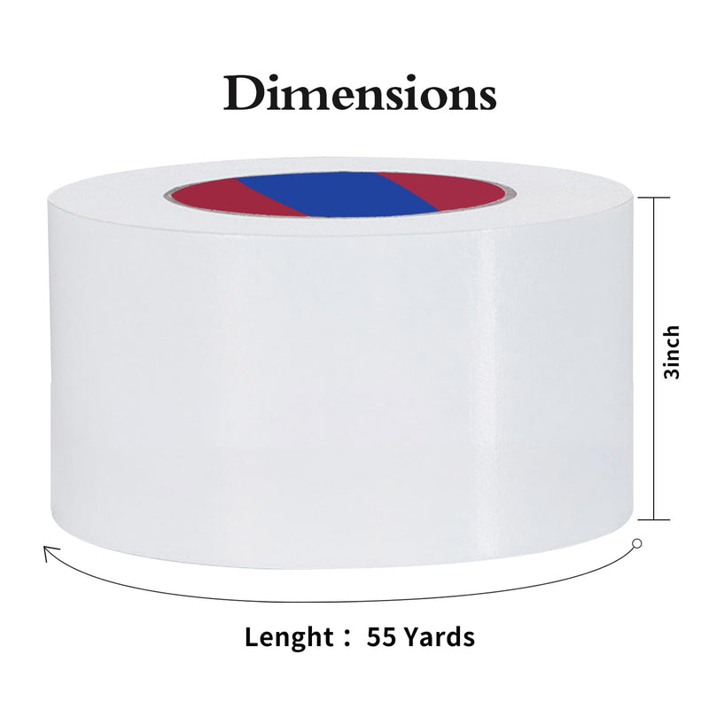 White Heavy Duty Duct Tape, 3 Inch x 55 Yards, Industrial Grade Waterproof & UV Resistant, Strong Adhesive for Indoor Outdoor Repairs, Crafts, Home Improvement, Moving Packing and DIY Projects 3Inch x 55 Yards White 1