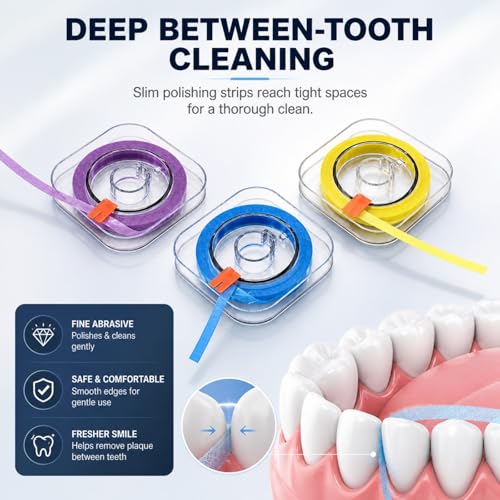 QLK Tooth Sandpaper, 3 Volumes, Tooth Polishing Strips for Cleaning Between Teeth, Safe, Durable and Easy to Use, 3 Specifications