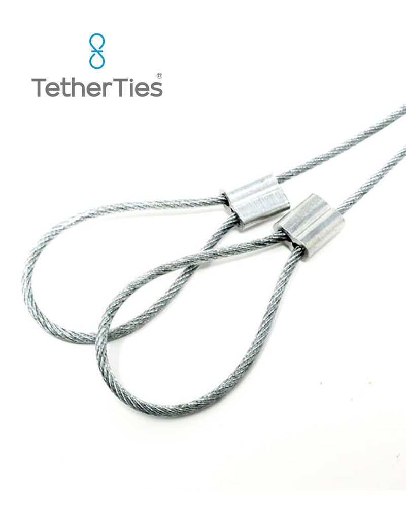 [Australia - AusPower] - Coils 5 Pack - Extendable, Expandable, Retractable Cable Tethers, Anti Theft Cable Locks, Security Cable with Nylon coated stainless steel wire, Free Crimping Tool, Secure Devices Silver Tetherties Coils Cable Tethers 