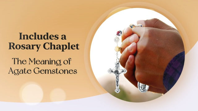 SAINT PEREGRINE Chaplet Created with Swarovski® Crystals, Gemstone OR Wood Agate Gemstone