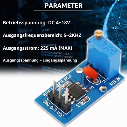 NE555 Pulse Generator 5-12V DC Adjustable Frequency Module Single Channel Signal Output Rectangular Wave Pulse Generator Signal Generator for MCU Learning (Pack of 5)