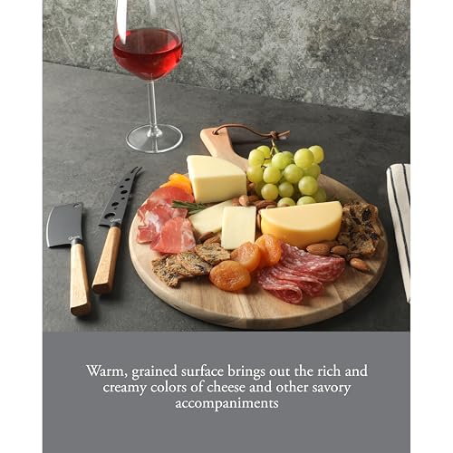 Gibson Home Gracious Dining 3 Piece Charcuterie Serving Board W/Stainless Cheese Knives and Round Acacia Wood Board