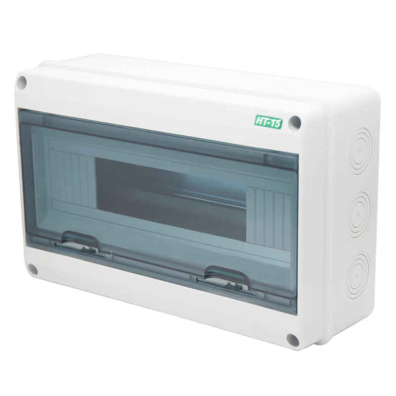 Breaker Box Distribution Protection Box, IP65 Clear Cover Electrical Box, ABS Power Supply Electronic Junction Box Din Rail Enclosure for Circuit Breaker on The Wall 15 Way 15-Way