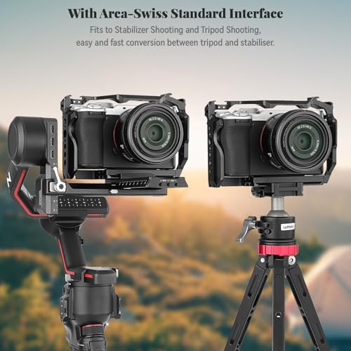 LEFTFOTO Camera Cage for Sony A7C II / A7CR,Camera Protection Frame Rig with Arca Base, Compatibility with DJI RS Stabilizer- for Vlog Video Shooting, black
