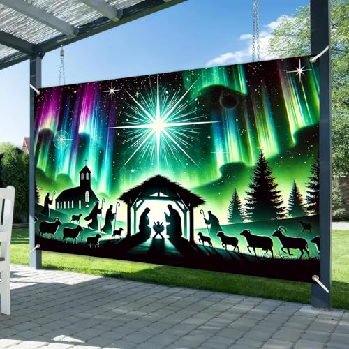 BlissYard Christian Manger Backdrop Star Christmas Decorations 71 x 43 Inch