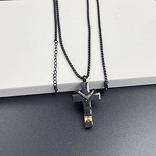 Birthstone Cross Urn Necklaces for Ashes Cremation Jewellery Urns for Human Ashes Memorial Urn Keepsake Pendant November