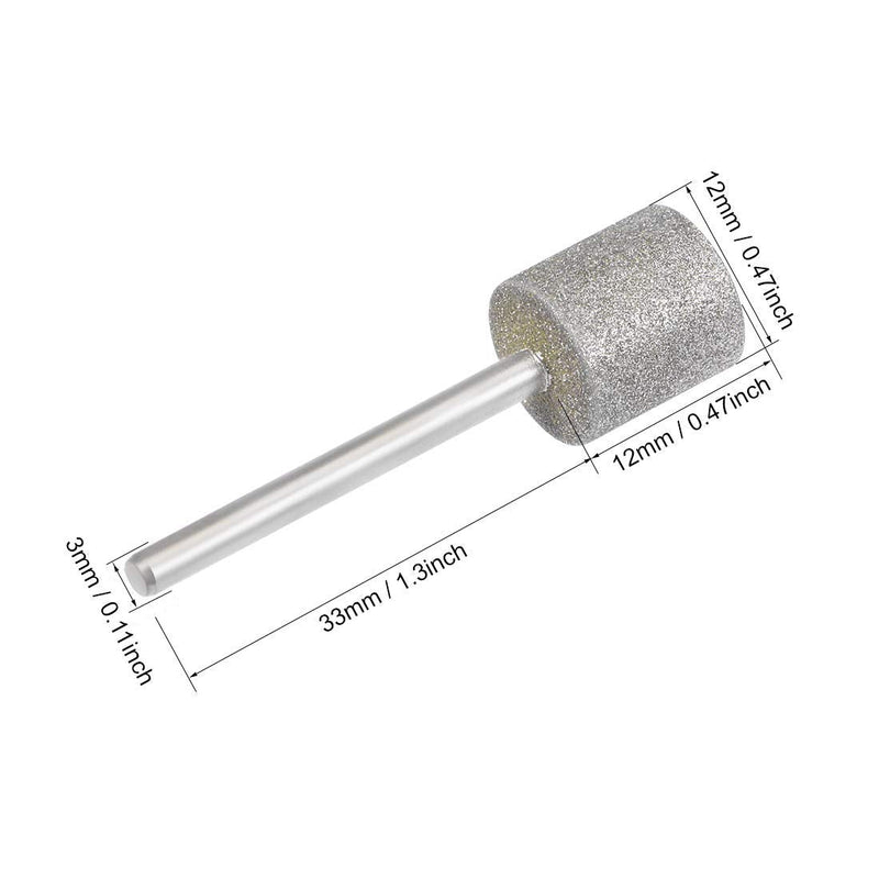 [Australia - AusPower] - 20Pcs Diamond Grinding Bits, 12mm Cylinder Head, 1/8 Shank, 45mm Long Diamond Coated Burr Mounted Point 